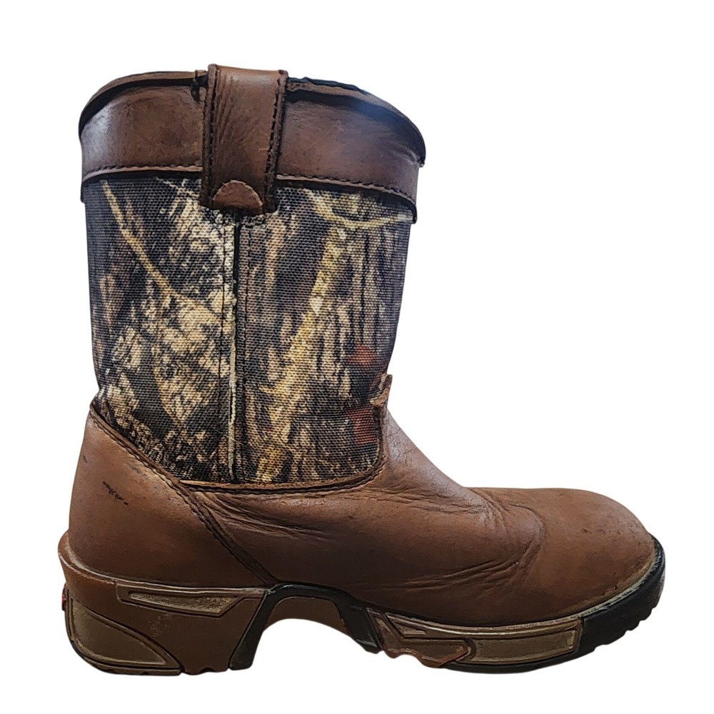 Rocky Kids Size 2 Outdoor Brown Mossy Oak Camo Leather Boots Oil Slip Resistant